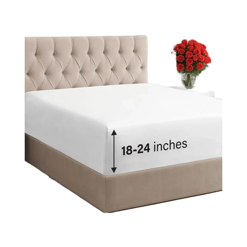 Ultra-Soft-Easy-Care-Luxury-Hotel-Single-Fitted-Sheet-Extra-Deep-18-24-Inch-Mattress-Pockets-Breathable-Comfy-Bed-Skirt-for
