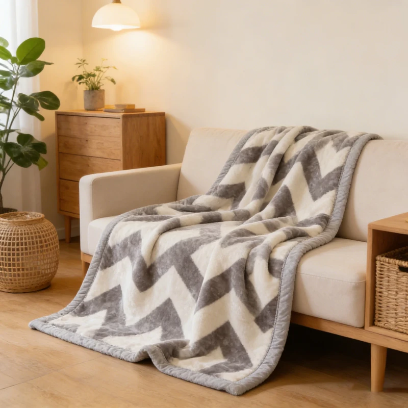 Ultra-Soft-Heavy-Plush-Warm-Cozy-Geometric-Line-Pattern-Digital-Print-Polyester-Premium-Eco-Friendly-Raschel-Bed-Blanket