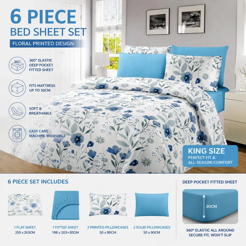 Ultra-Soft-Microfiber-6-Piece-Floral-Bed-Sheet-Set-King-Size-with-360-Elastic-Deep-Pocket-Fitted-Sheet-4-Pillowcases