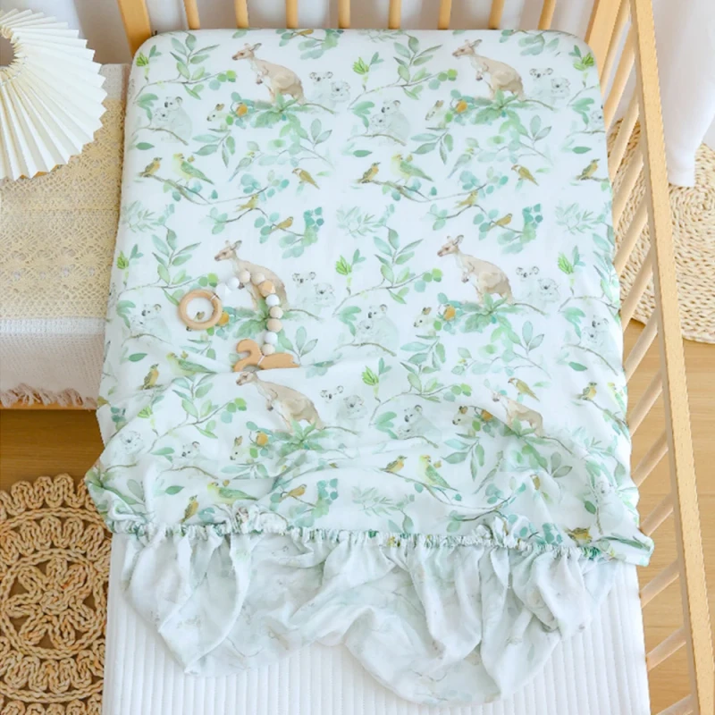 Ultra-Soft-Woven-Bamboo-Cotton-Muslin-Eco-Friendly-Cot-Crib-Sheet-Cover-Newborn-Toddler-Baby-Marine-Customizable-Healthy-Sleep