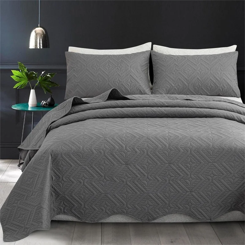 Ultrasonic-Solid-Color-Brushed-Cloth-Twill-Active-Printed-Embossed-Quilted-Bed-Cover-Customized-Non-slip-Wave