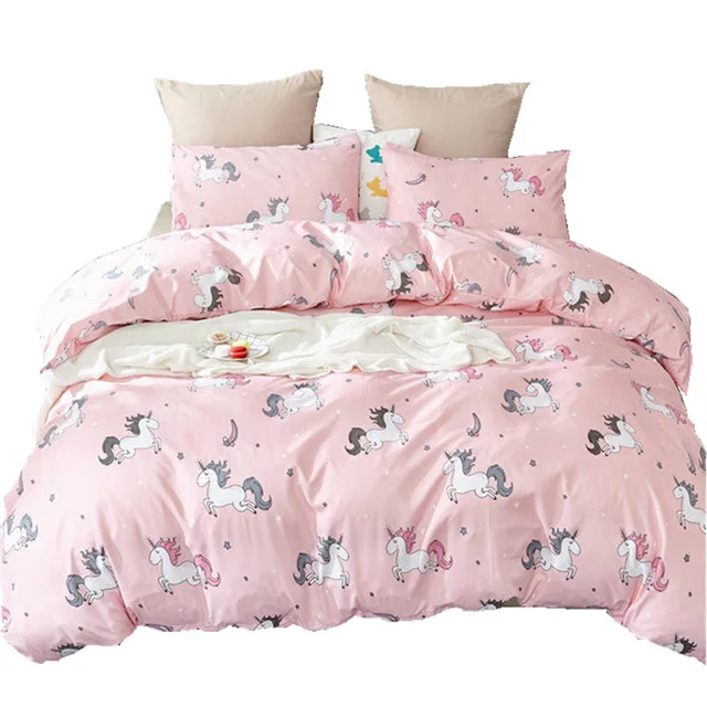 Unicorn-Printed-Cartoon-Bedsheet-Set-Polyester-Brushed-Fabric-Soft-Kids-Bedding-Set-Duvet-Cover-Set-for-Boy-Girl