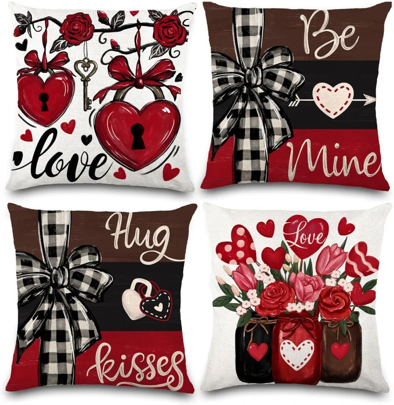 Valentines-Day-Pillowcases-Water-Buffalo-Checkered-Red-love-Lock-Throw-Pillows-romantic-Theme-Home-Decoration-for-Bedroom