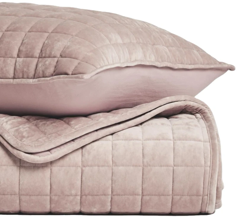 Velvet-Quilt-Set-King-Size-Rose-Pink-Velvet-Comforter-Set-Oversized-Bedspread-Coverlet-Quilted-Bedding-Set