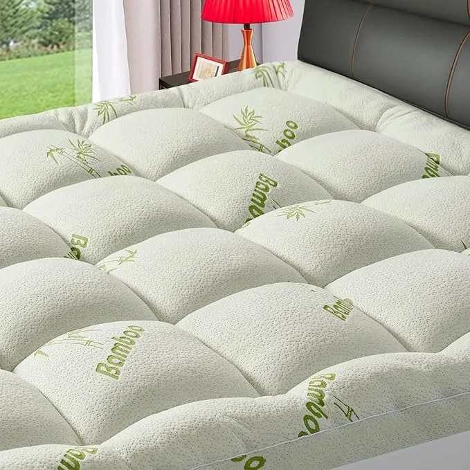 Viscose-Bamboo-King-Size-Mattress-Topper-for-Back-Pain-Quilted-Fitted-Extra-Thick-Pad-Pillow-Top-Cover-with-Deep-Pocket