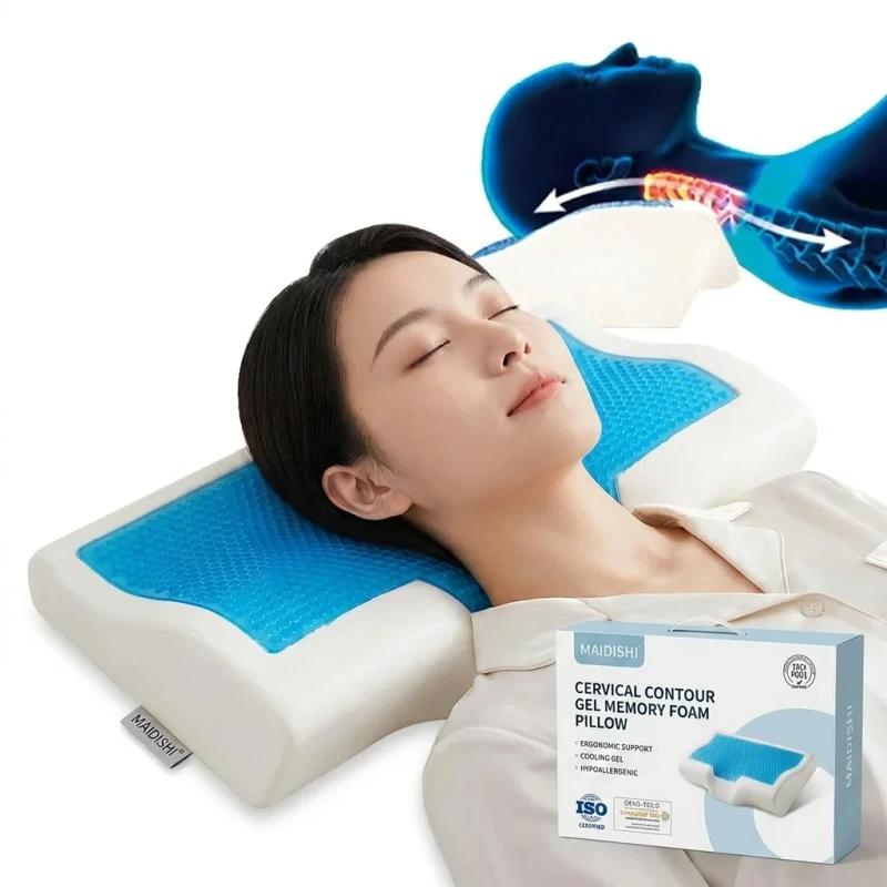 WJ-1062A-Orthopedic-Memory-Foam-Gel-Pillow-Ergonomic-Cervical-Neck-Support-Removable-Washable-Airplane-Nursing-Hotel