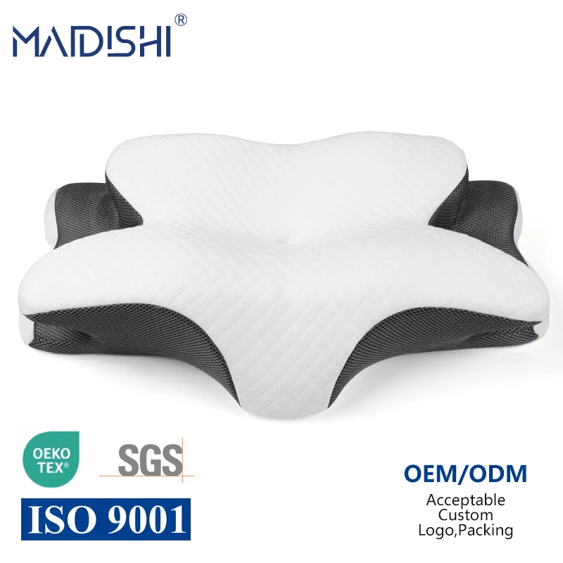 WJ-2109-Butterfly-Shape-Orthopedic-Health-Care-Memory-Foam-Pillow-With-Ergonomic-Contour-Custom-Logo-Supports-Neck-Fatigue