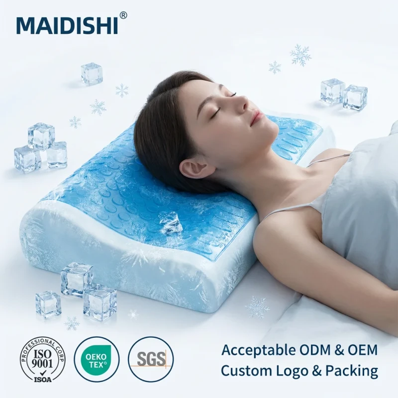 WJ1102-Orthopedic-Rectangle-Contour-Pillow-Memory-Foam-Gel-Cooling-Sleep-Neck-Support-Washable-Cover-Bed-Camping-Hotel-House