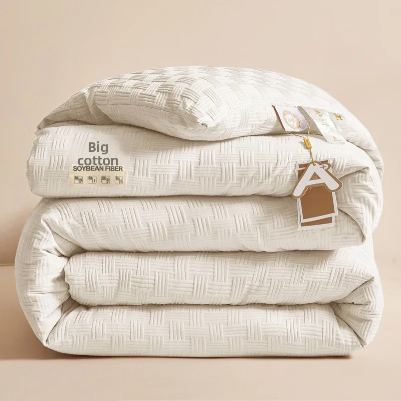 Waffle-Knitted-Jacquard-Cotton-Soy-Fiber-Thickened-Modern-Hotel-Home-Winter-Quilt-Single-Double-Warm-Keeping-Antibacterial