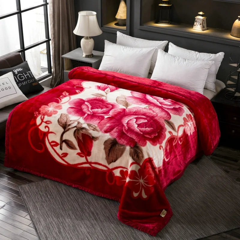Warm-and-Soft-Floral-Print-Korean-Heavy-Raschel-Blankets-for-Winter-Double-Bed-2-Ply-Raschel-Blankets
