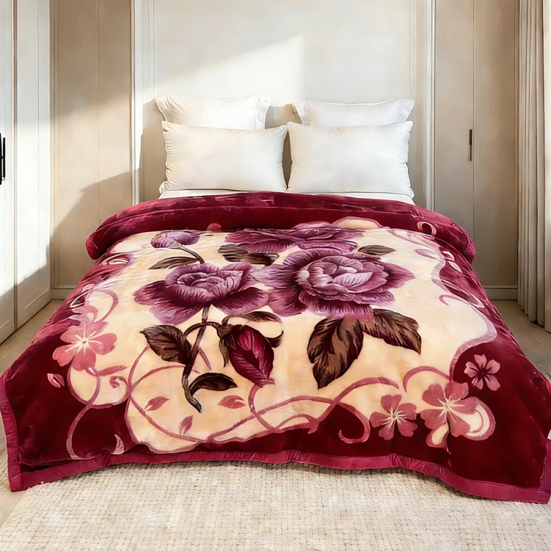 Warm-and-Soft-Luxury-Vintage-Floral-Grandma-Style-Knitted-Raschel-Blanket-Anti-Pilling-OEM-Available