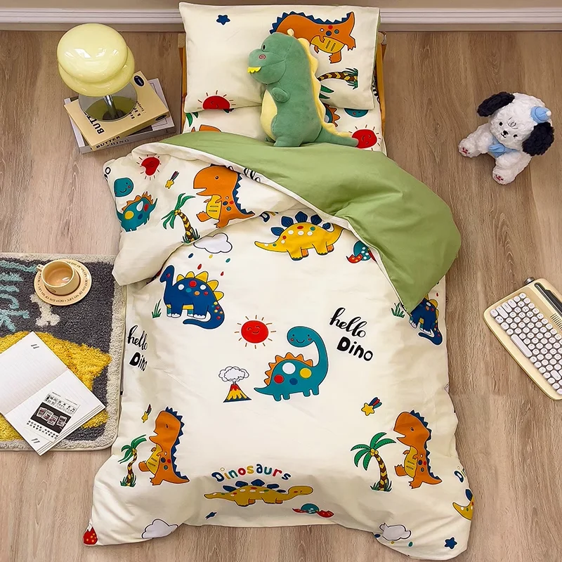 Washable-100-Cotton-Dinosaur-Crib-Bedding-Cover-Set-with-Cute-Animal-Printed-for-Baby-Girls-and-Boys