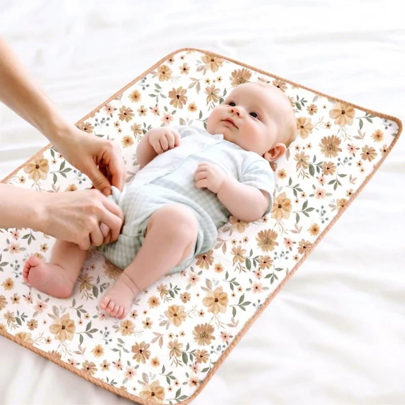Washable-Thickened-Pure-Cotton-Baby-Changing-Pads-2-Pack-Leakproof-Soft-Foldable-Travel-Sleeping-American-Style-Four-Seasons