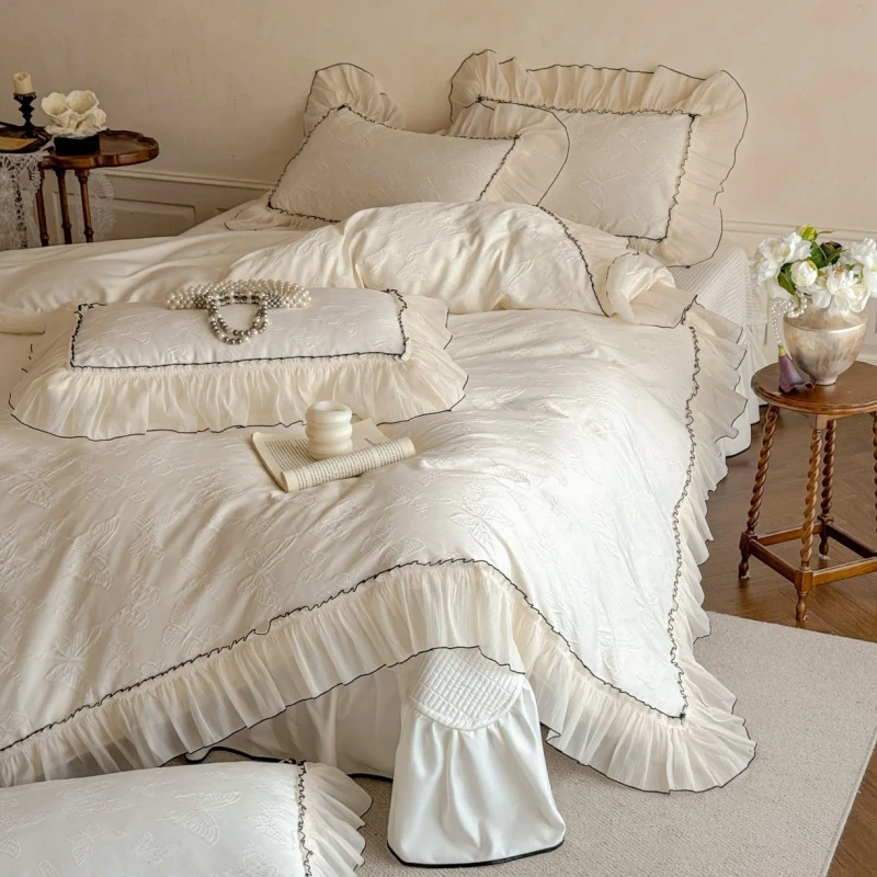 Washed-Silk-Princess-Bedding-Set-Lace-Edge-Ruffled-Duvet-Cover-Set-Cool-Soft-Bed-Set