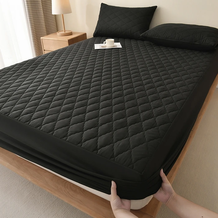 Waterproof-Breathable-Soft-Bed-Fitted-Sheet-Mattress-Protector-Quilted-Polyester-200TC-Modern-Stylish
