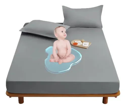 Waterproof-Mattress-Protector-Breathable-Washable-Fitted-Bed-Sheet-Solid-Color-Bed-Cover
