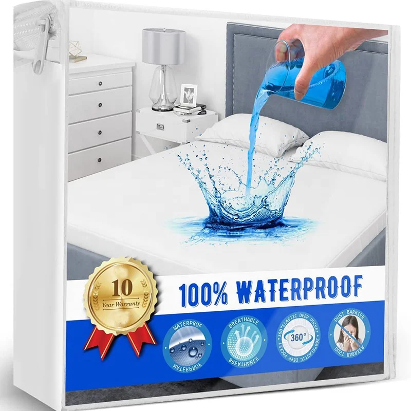 Waterproof-Mattress-Protector-Queen-Size-Fitted-Bed-Sheet-Water-Proof-Polyester-Mattress-Cover-for-Home-Hotel-Hospital