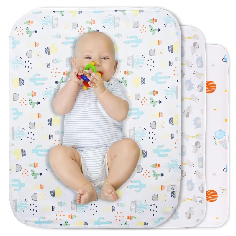 Waterproof-Portable-Changing-Pad-3-Pack-Washable-Mattress-Pad-Reusable-Under-Pads