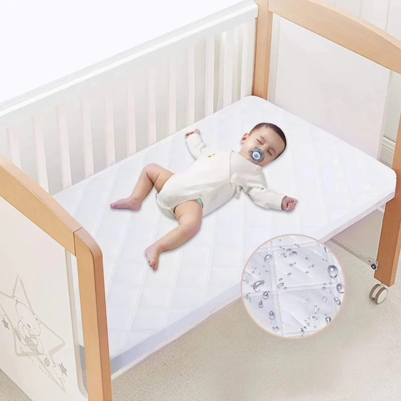 Waterproof-Quilted-Crib-Fitted-Sheet-Breathable-Hypoallergenic-Baby-Crib-Mattress-Protector-Cover