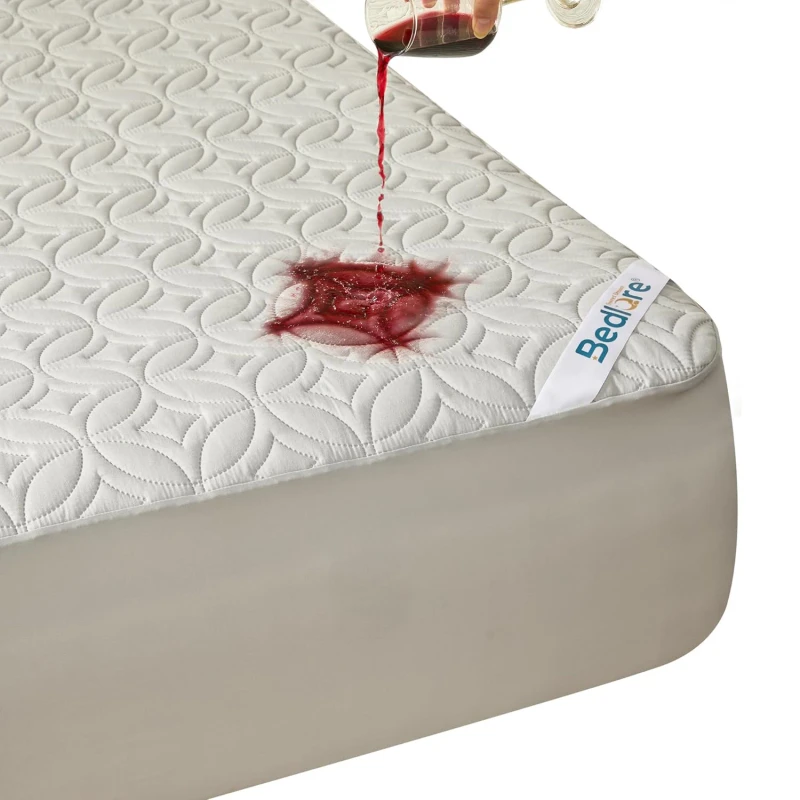 Waterproof-Quilted-Mattress-Pad-Protector-Anti-Dust-Mite-Urine-Proof-Mattress-Cover-White-Gray-Beige-Blue