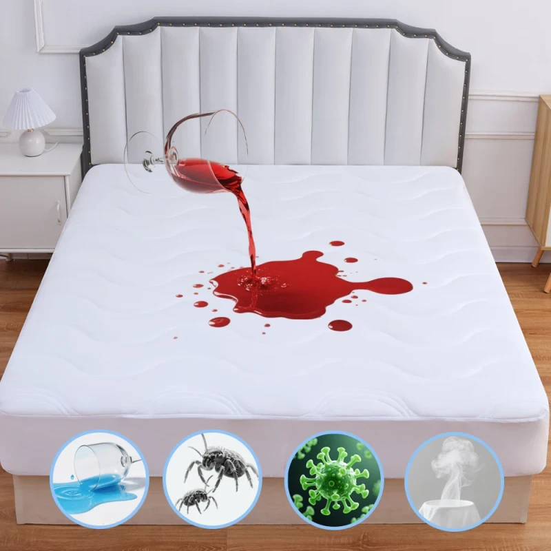 Waterproof-Quilted-Mattress-Protector-Breathable-Anti-Mite-Anti-Bacterial-Cover-Fitted-Bed-Sheet-Pillowcase-Set