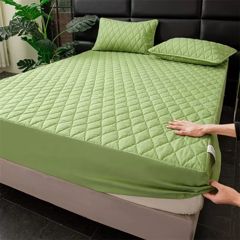 Waterproof-Quilted-Plain-Mattress-Protector-Breathable-Cover-Anti-mite-Anti-bacterial-Fitted-Bed-Sheet-Pillowcase-Machine