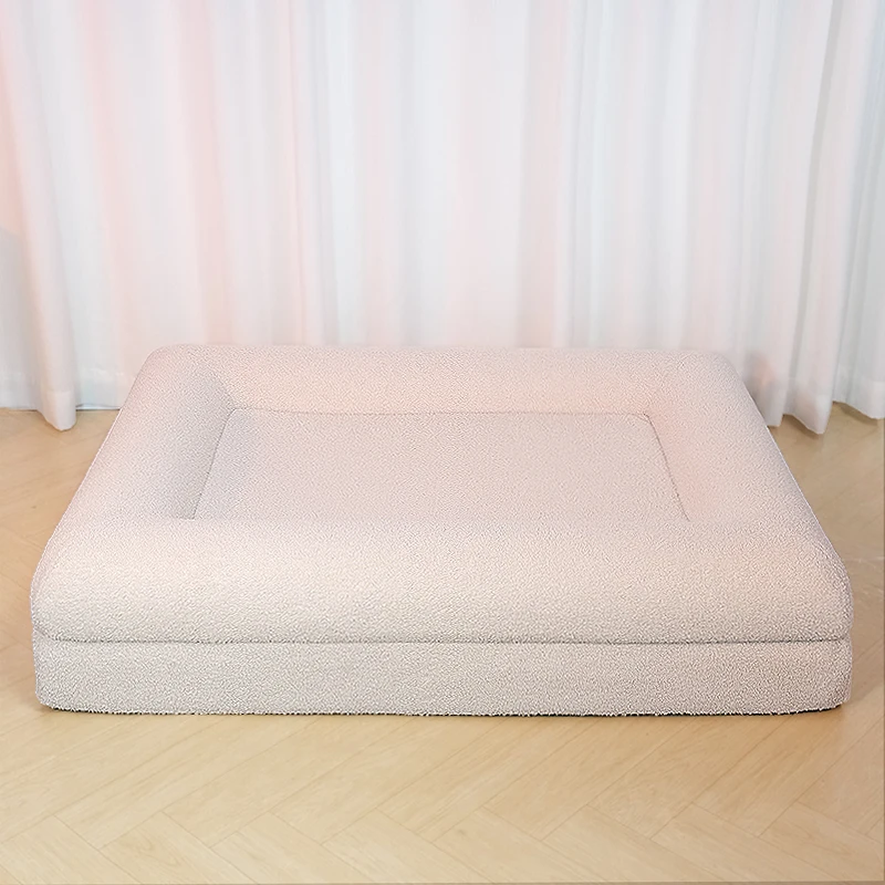 Waterproof-Suede-Dog-Cat-Bed-Orthopaedic-Foam-Washable-Removable-Cream-Yarn-Boucle-XL-Cat-Bed-Cave-All-Seasons