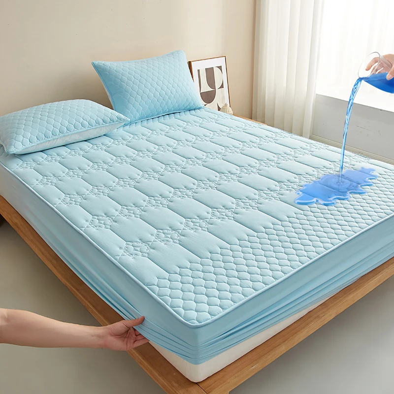 Waterproof-Thicken-Mattress-Pad-Protector-Durable-Skin-friendly-Breathable-Fitted-Sheet-Bed-Cover