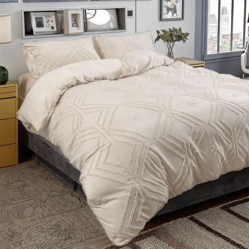 Wedding-3pcs-Duvet-Cover-Set-Bedding-Set-Luxury-Jacquard-Beige-Quilt-Cover-Set