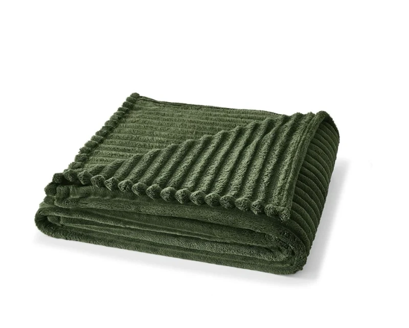 Weighted-Ribbed-Blanket-Luxury-Queen-Size-Polyester-Thermal-Plaid-Pattern-for-All-Season-Comfort-at-Home-on-the-Go