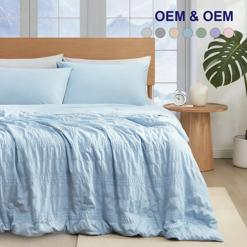 Whisper-Light-Double-Sided-Seersucker-Cooling-Comforter-Summer-Breathable-Carefree