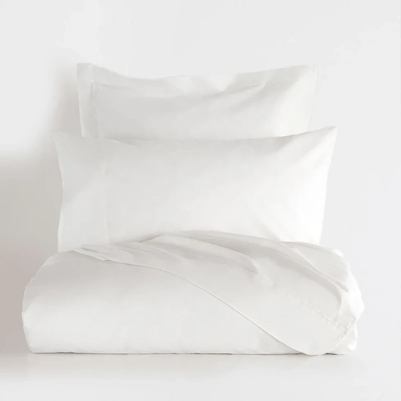 White-800TC-Solid-Pattern-Woven-Technique-4pcs-Fitted-Bed-Sheet-Set-100-Cotton-Fitted-and-Flat-Sheet-Set