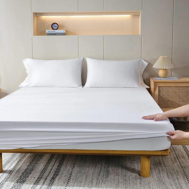 White-Anti-slip-Protective-Cover-Mattress-Cover-Bed-Fitted-Sheet-Bedding-Set