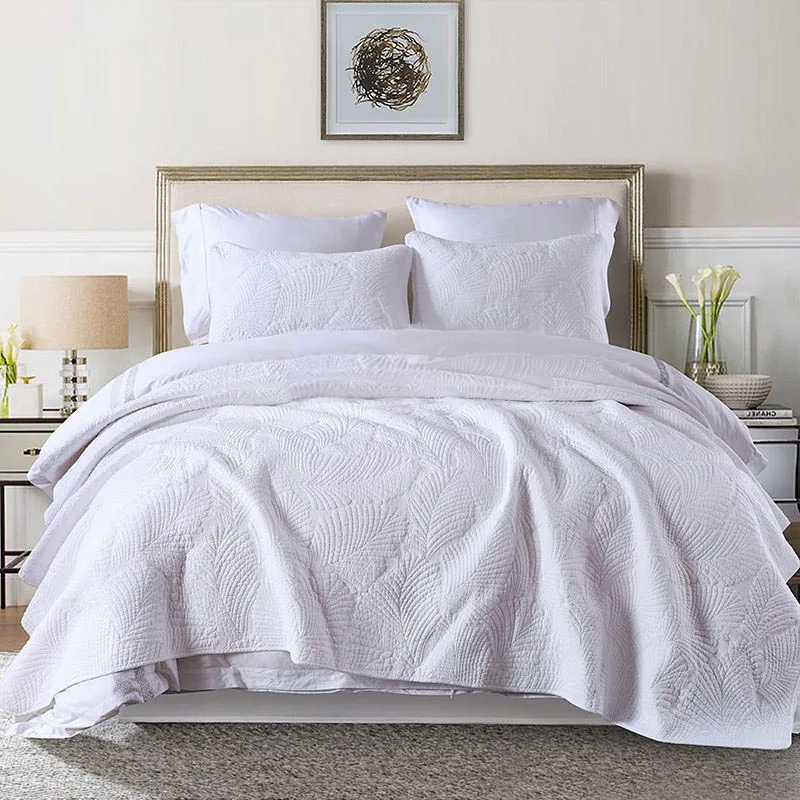 White-Cotton-Quilt-Bedding-Set-Coverlet-Hotel-Winter-Bedspread-Set-King