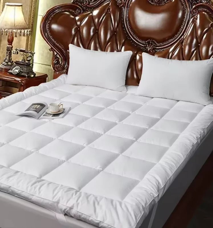 White-Cotton-Quilted-Bed-Pad-Mattress-Topper-Thick-Soft-Mattress-Cover-Hotel-Bed-Quilt-Twin-Mattress-Topper