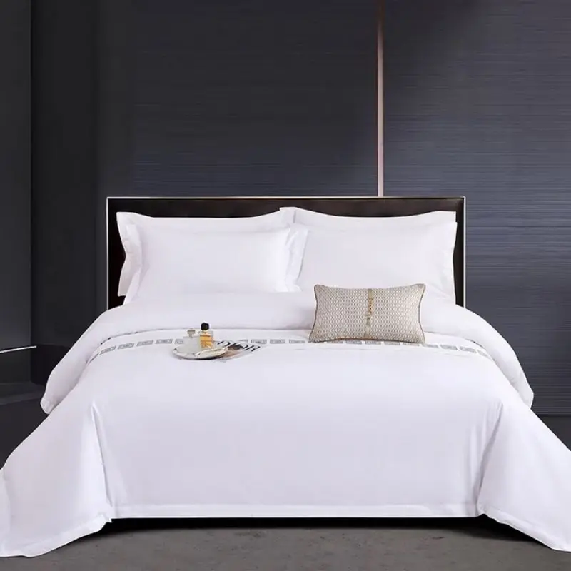 White-Cozy-100-Cotton-Sateen-300TC-Geometric-4-Piece-Duvet-Comforter-Cover-and-Pillowcases-Hotel-Bedding-Set-All-Season