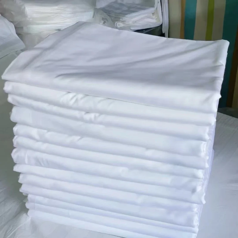 White-Double-Size-Flat-Bed-Sheet-300tc-Cool-Breathable-Waterproof-100-Polyester-All-Season-Plain-Hospital-Hotel
