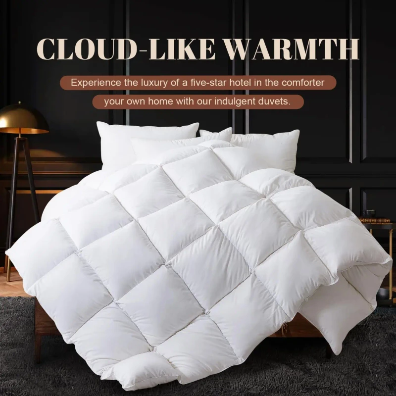 White-Down-Comforter-Soft-and-Comfortable-Down-Quilt-Cotton-Cover-Fabric-Breathable-Duvet
