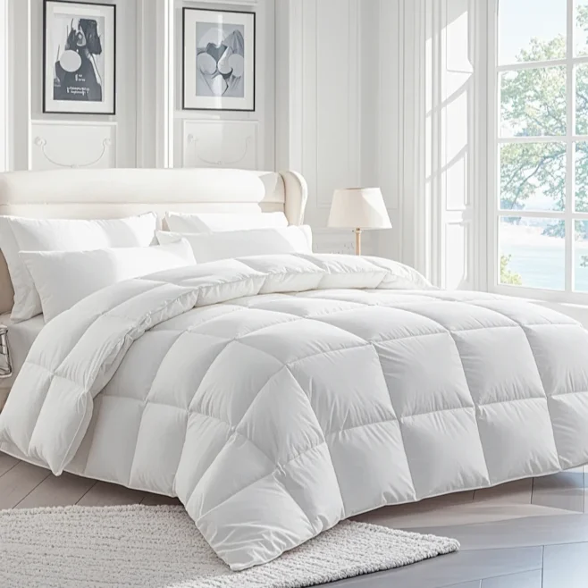 White-Duck-Down-Comforter-Queen-Size-750-Fill-Power-Hotel-Luxury-All-Season-Warm-Hypoallergenic-Down-Quilt-for-Home-Bedding