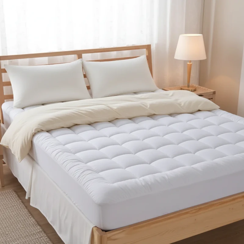 White-Fluffy-Mattress-Cover-Waterproof-Bedroom-Soft-Bed-Mattress-Topper-Pad
