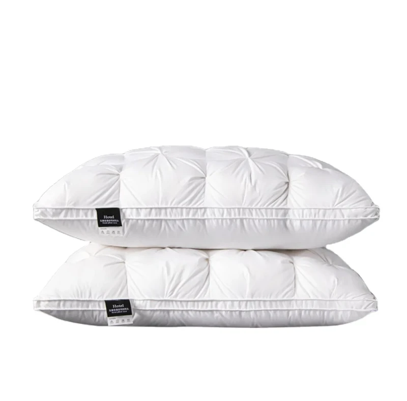 White-Goose-Down-Pillows-Down-proof-King-Queen-100-Cotton-Bedding-3D-Style-Rectangle-Pillow