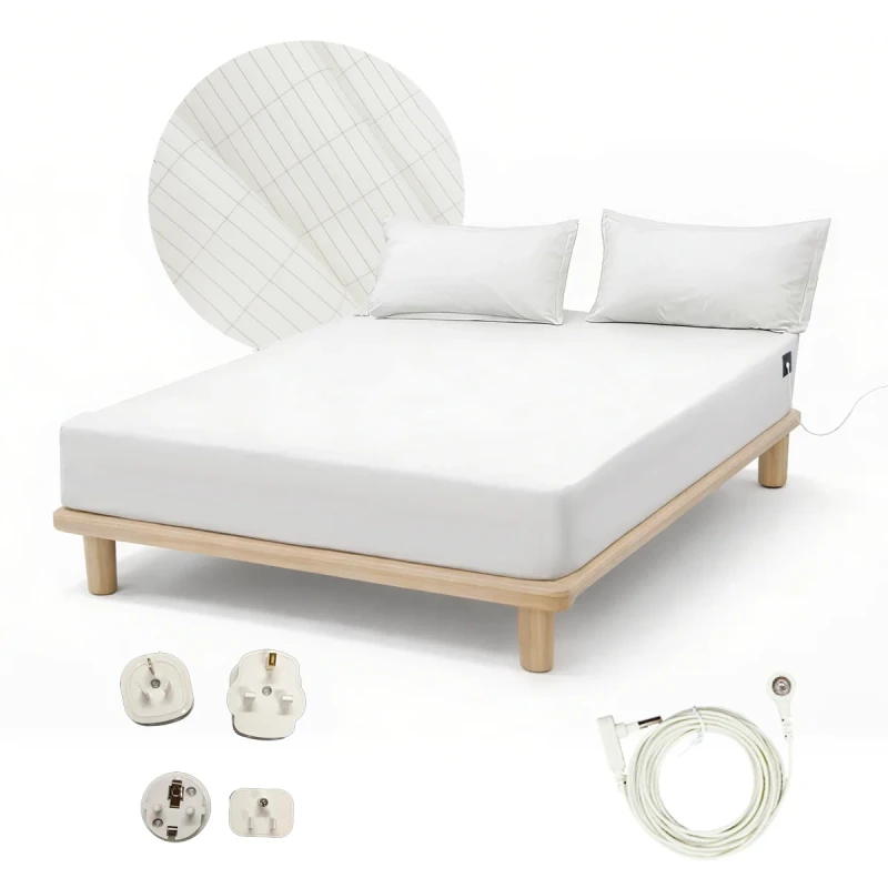White-Grounding-Sheet-95-Cotton-5-Silver-Fiber-Twin-Full-Queen-King-Earthing-Bedding-for-Natural-Sleep-Comfort