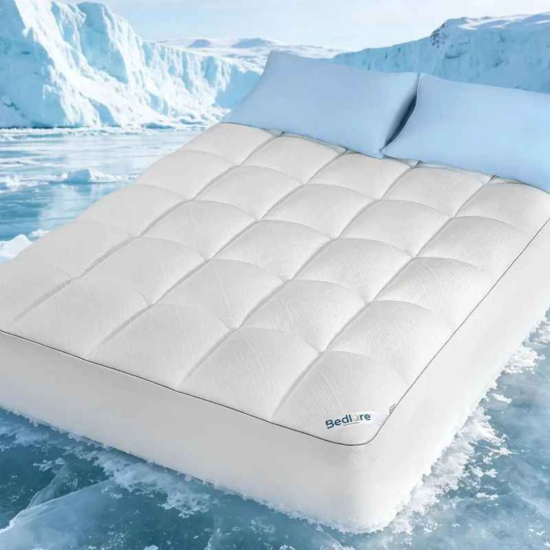 White-Hotel-Quality-Queen-Cooling-Mattress-Topper-Soft-Fluffy-Pillow-Top-Breathable-Mattress-Pad-for-Hot-Sleepers