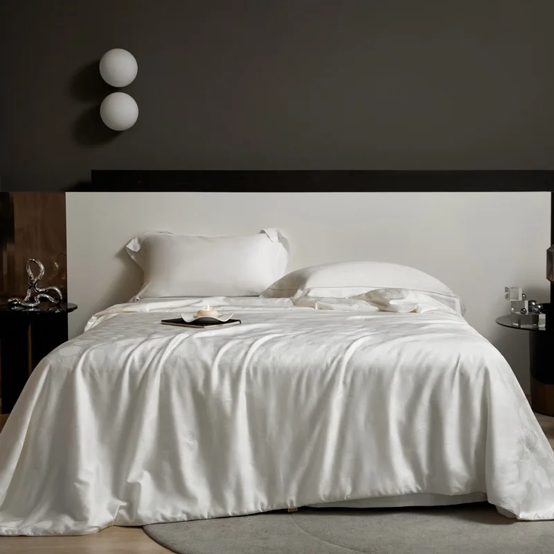 White-Jacquard-Duvet-ODM-OEM-0.5-1-1.1-2.25-2.4kg-Lyocell-Cotton-Silk-Quilt-Bedding