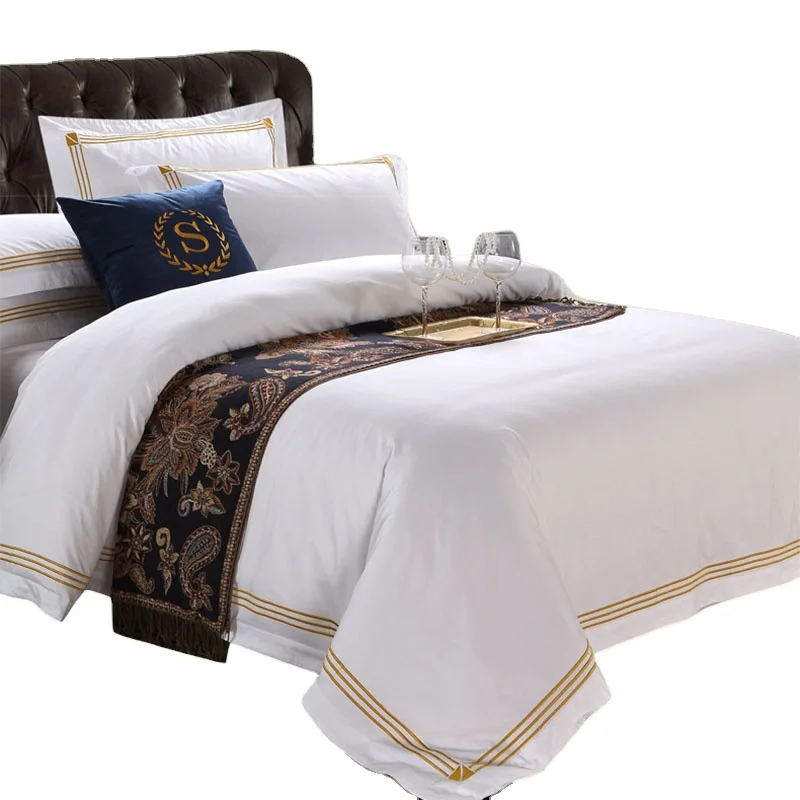 White-Linen-Hotel-Luxury-Bedding-Set-100-Cotton-Bed-Clothes-4pcs-Duvet-Cover-Bed-Sheet-Pillowcases