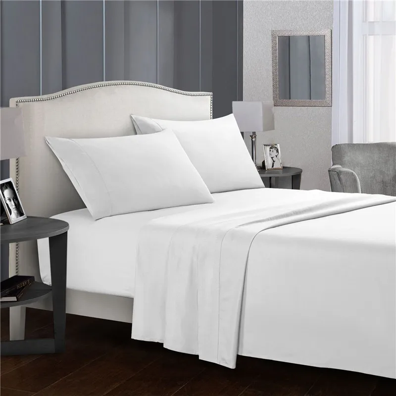 White-Nordic-Style-Cotton-Solid-Bed-Sheet-Set-4PCS