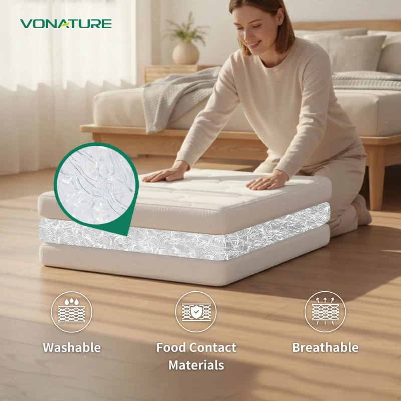 White-POE-Tri-fold-Removable-Cover-Modern-Hybrid-Mattress-Topper-OEKO-TEX-Certified-for-Dorm-School-Hospital-Park-Bedroom-Hotel