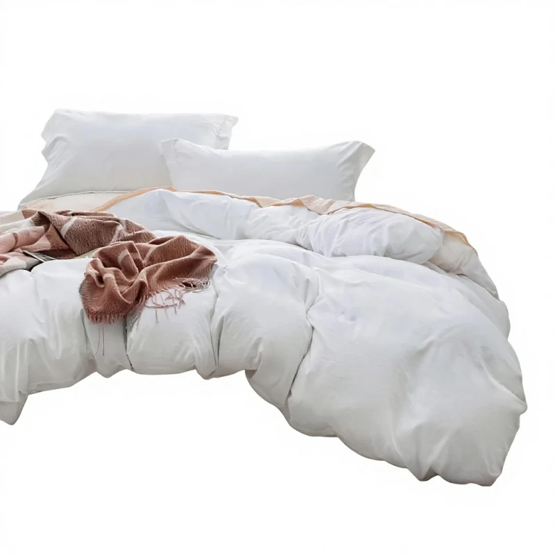 White-Solid-Modern-Duvet-Cover-Set-Queen-Size-3-Piece-Prewashed-Cotton-Like-Polyester-Extra-Soft-Includes-1-Duvet-Cover