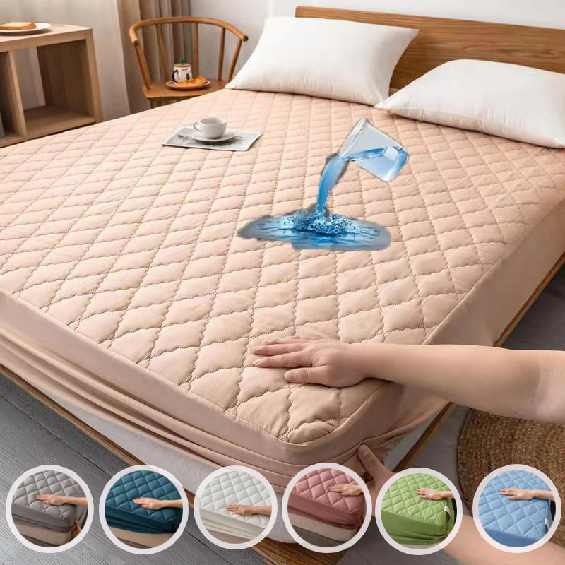 White-Waterproof-Bed-Sheets-Baby-Home-Dust-proof-Urine-Proof-Fitted-Sheet-King-Queen-Bed-Covers-Mattress-Protective-Covers
