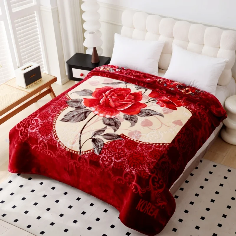 Winter-Warm-Heavy-Korean-Blanket-2-Ply-Thick-Raschel-Embossed-Bed-Blankets